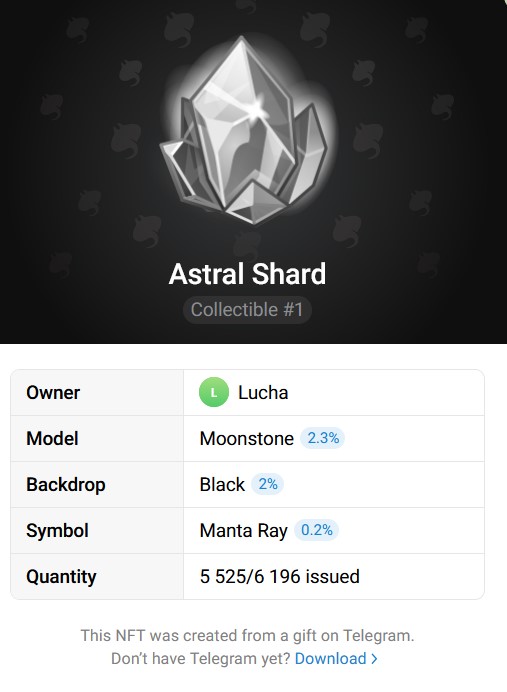 A collection of Astral Shard NFT gifts