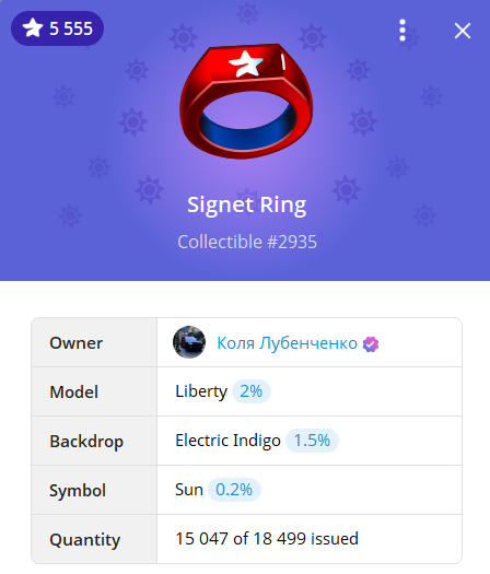 Signet Ring is a Telegram NFT collection