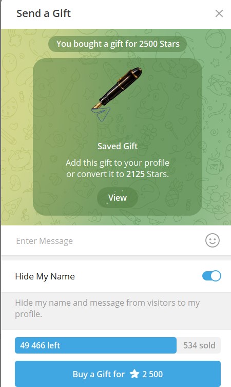 Pen - a new gift on Telegram